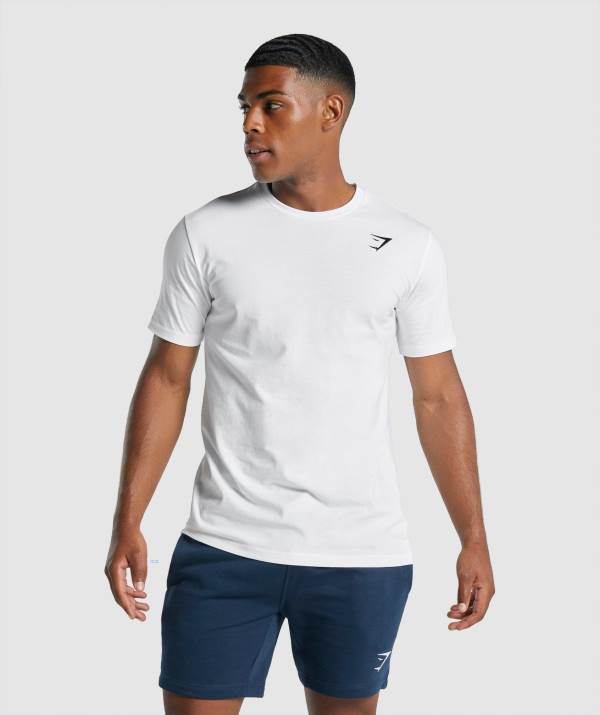 Gymshark Crest T-Shirt Herren Weiß | 1607GTEMF