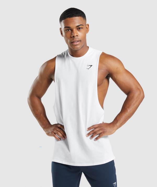 Gymshark Critical 2.0 Drop Arm Muskelshirt Herren Weiß | 9107DCEZM
