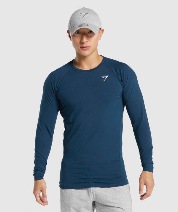 Gymshark Critical 2.0 Long Sleeve Sweatshirt Herren Navy | 2351OQUHV