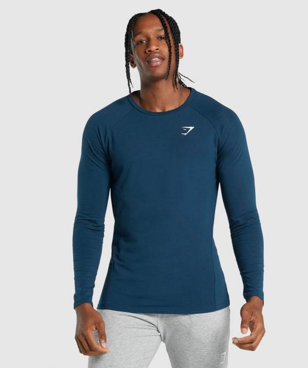 Gymshark Critical 2.0 Long Sleeve Sweatshirt Herren Navy | 7032XVFCE
