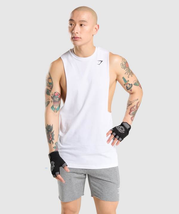Gymshark Critical Drop Arm Muskelshirt Herren Weiß | 1084VEHMA