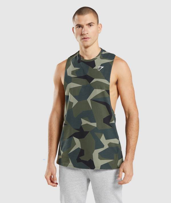 Gymshark Critical Drop Arm Muskelshirt Herren Grün | 3572ZLFKY