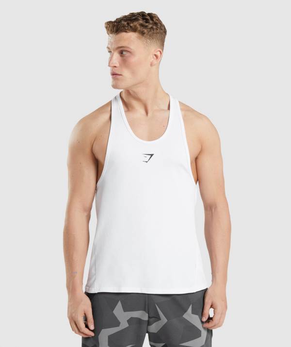 Gymshark Critical Stringer Muskelshirt Herren Weiß | 5029HZFPA