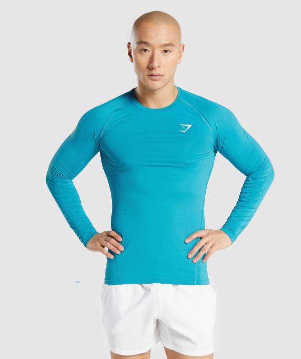 Gymshark Element Baselayer Long Sleeve Sweatshirt Herren Blau | 2018HSUTC