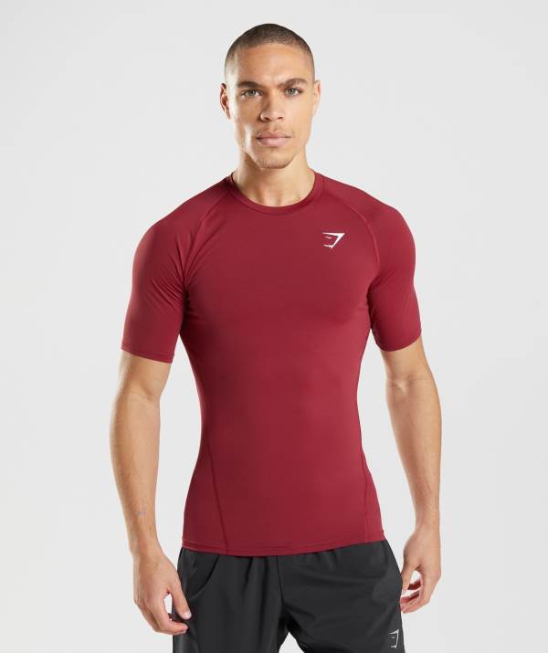 Gymshark Element Baselayer T-Shirt Herren Bordeaux | 3256ZCEBA