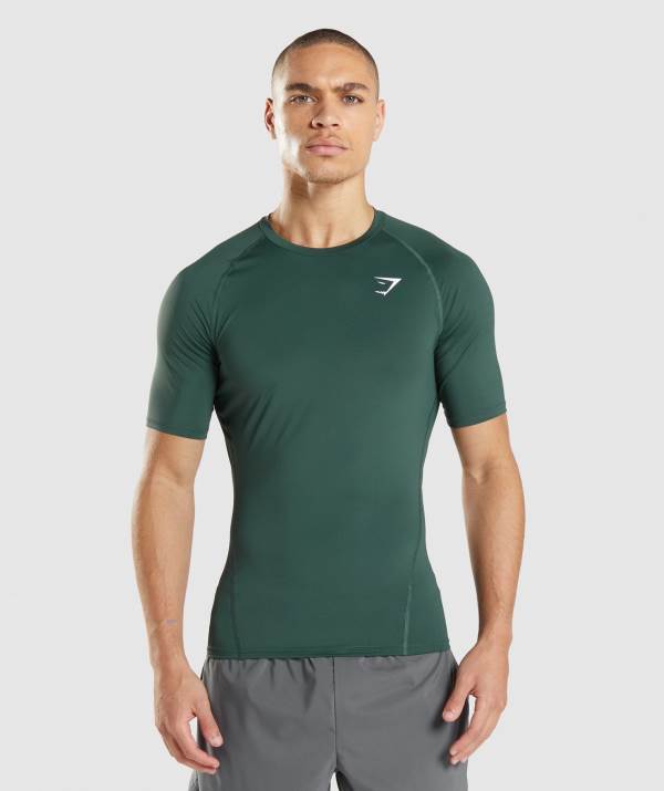 Gymshark Element Baselayer T-Shirt Herren Dunkelgrün | 5921DLQYN