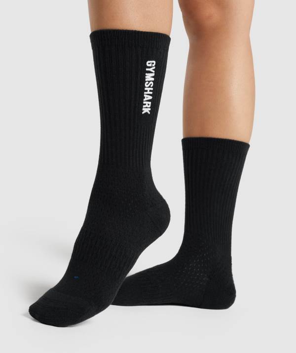 Gymshark Embroidered Logo Socken Damen Schwarz | 0125QDRNO