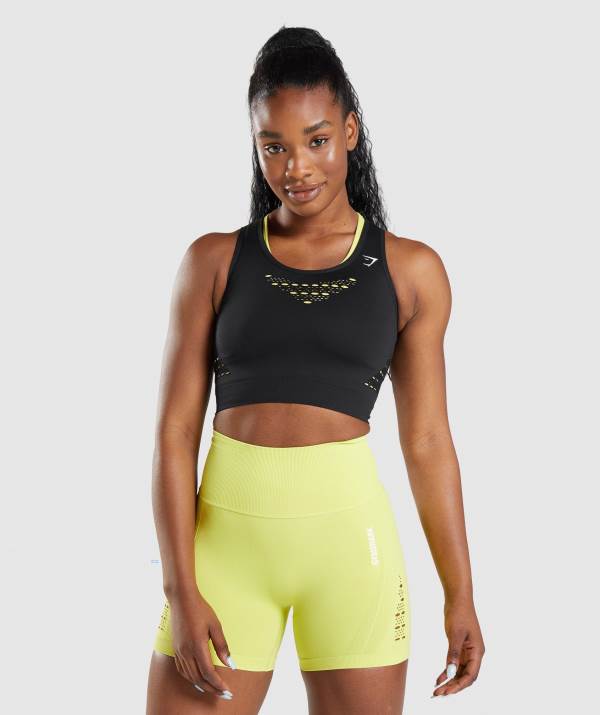 Gymshark Energy Seamless Crop Top Damen Schwarz | 8045ZMAUK