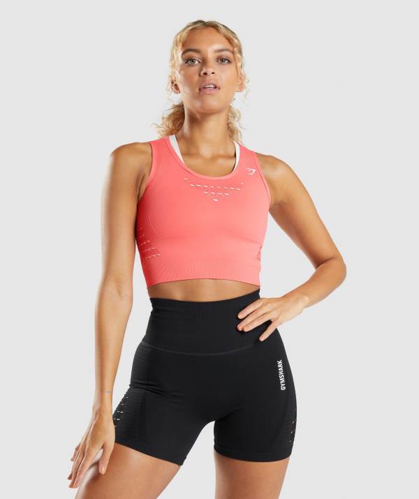 Gymshark Energy Seamless Crop Top Damen Rosa | 9701FHSRZ