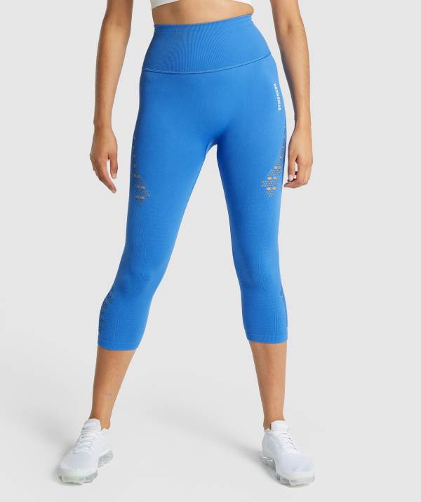Gymshark Energy Seamless Cropped Leggings Damen Blau | 3275DRYLC