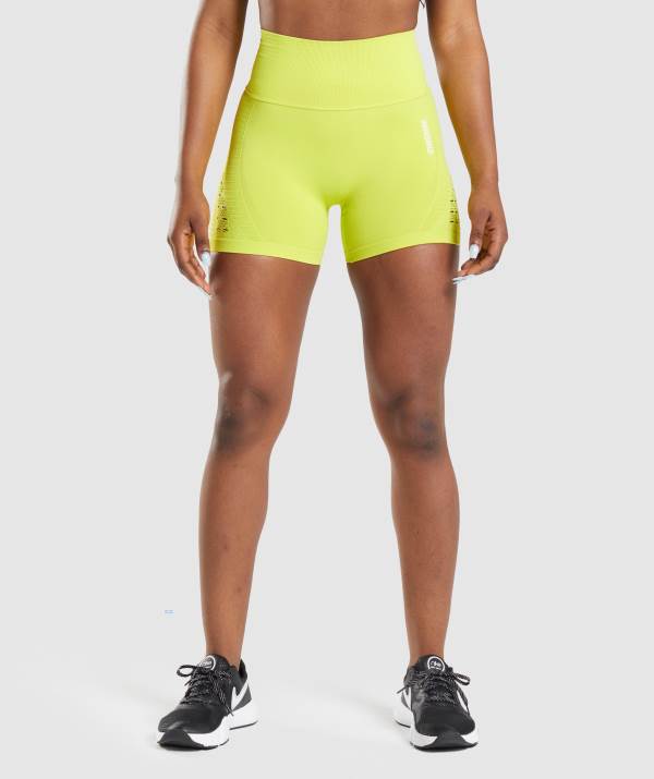 Gymshark Energy Seamless Kurze Hose Damen Gelb | 0362SHGTX