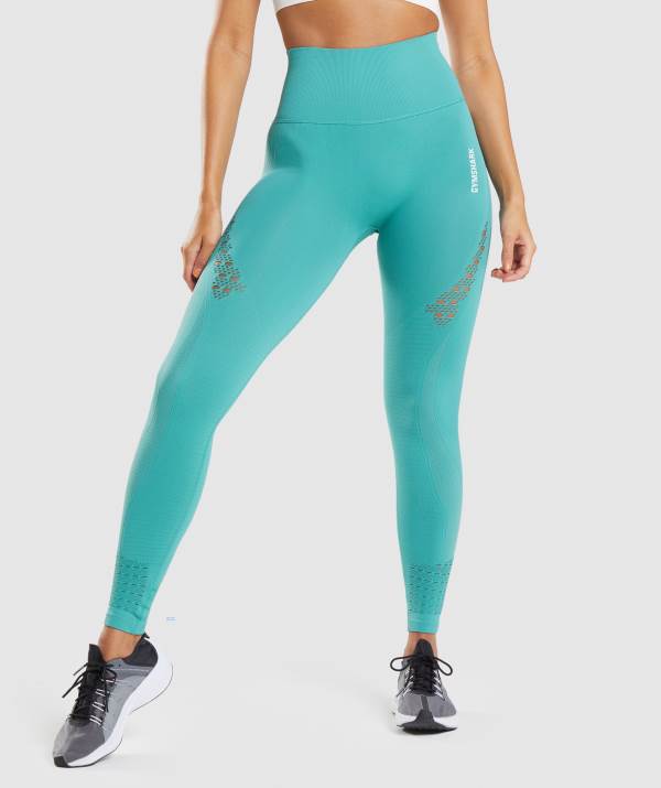 Gymshark Energy Seamless Leggings Damen Türkis | 6974AXTCM