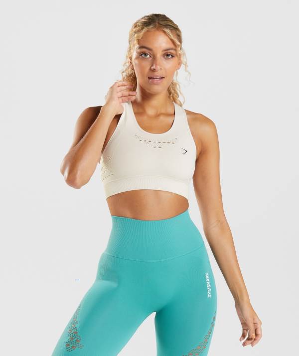 Gymshark Energy Seamless Sport BH Damen Weiß | 2658YUZAM