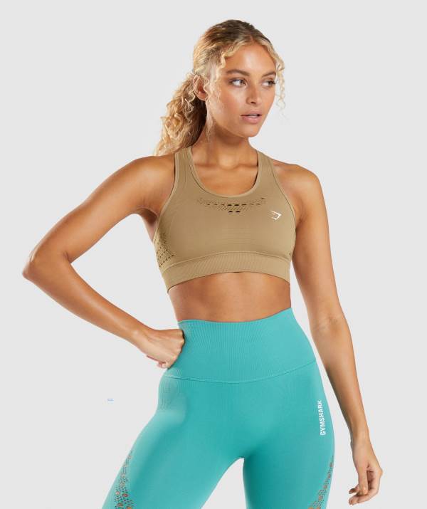 Gymshark Energy Seamless Sport BH Damen Braun | 7409INVYH