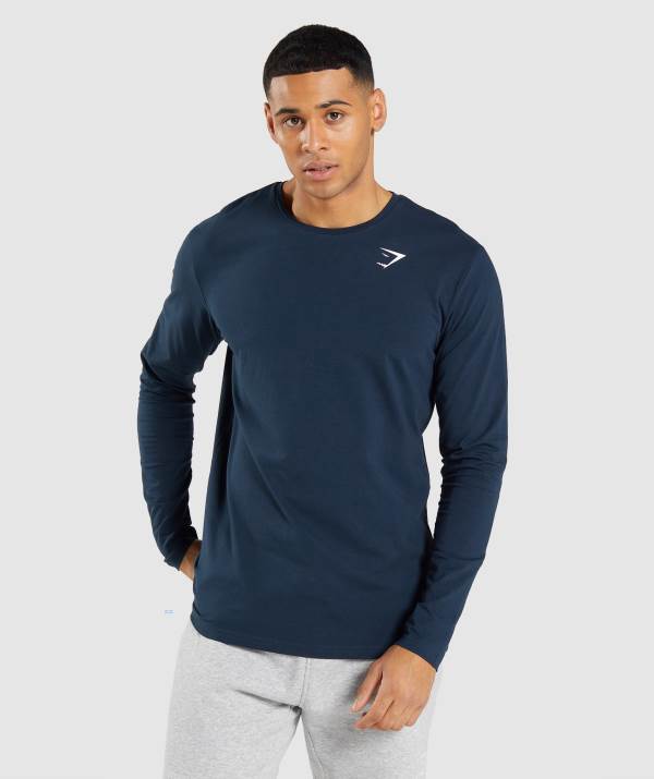 Gymshark Essential Long Sleeve Sweatshirt Herren Navy | 5734GKUEP