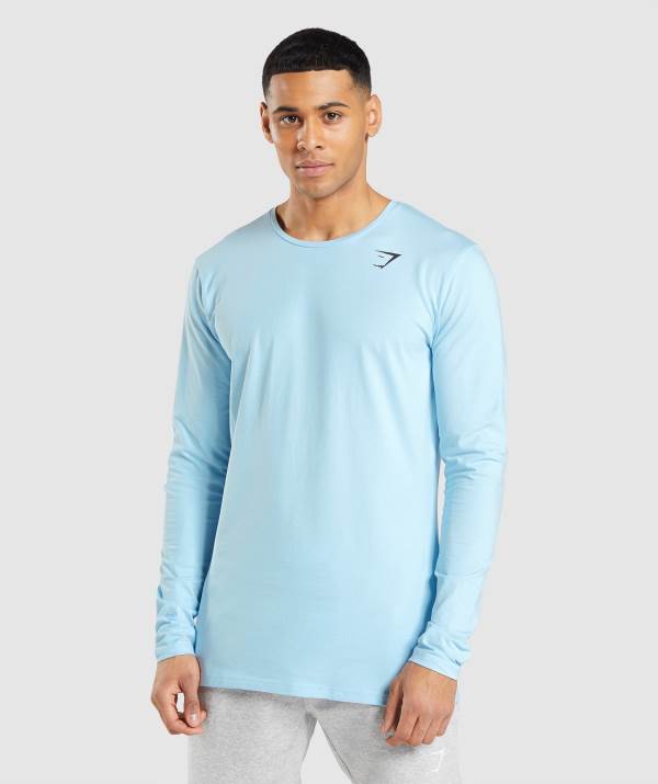 Gymshark Essential Long Sleeve Sweatshirt Herren Blau | 8036IXLWK