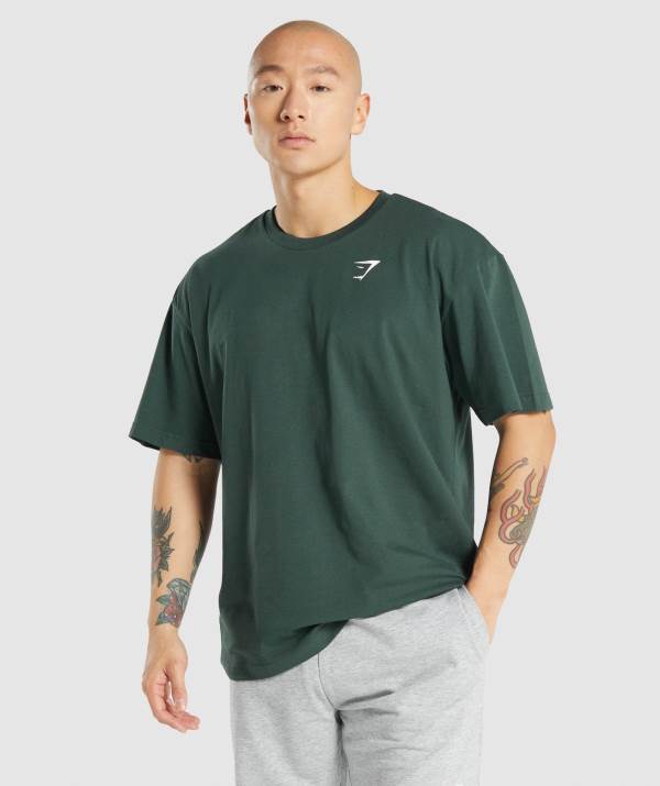 Gymshark Essential Oversized T-Shirt Herren Dunkelgrün | 0261VITKS