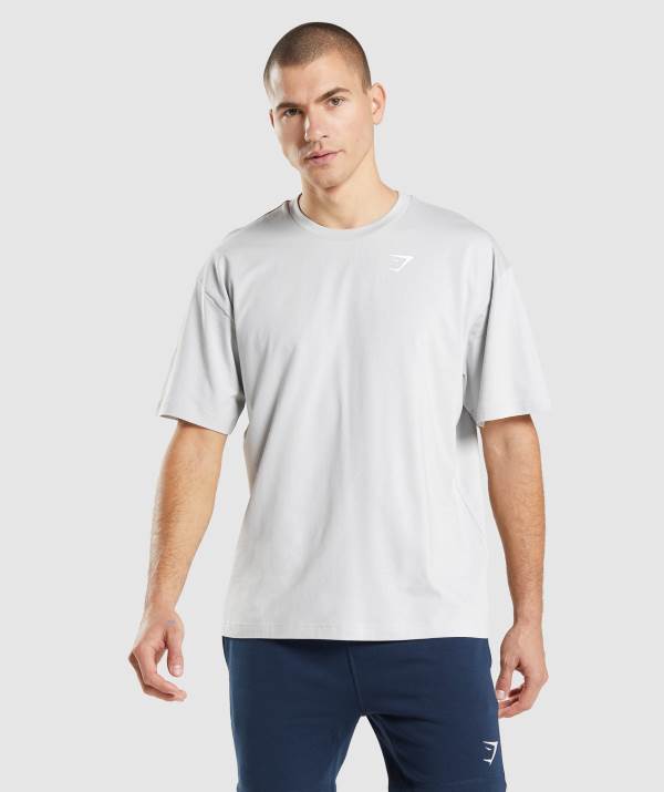 Gymshark Essential Oversized T-Shirt Herren Hellgrau | 0761UZMTJ