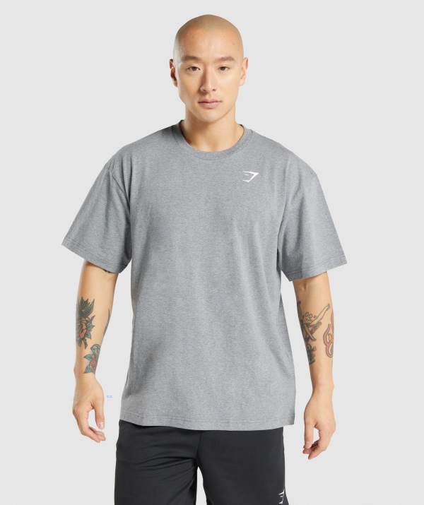 Gymshark Essential Oversized T-Shirt Herren Grau | 2846YEFCD