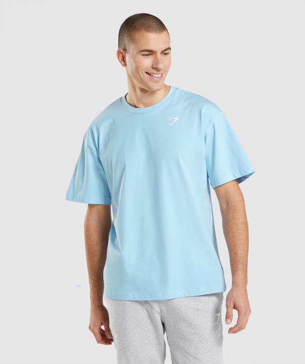 Gymshark Essential Oversized T-Shirt Herren Blau | 6413RECPN