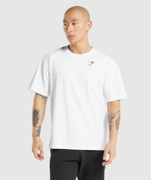 Gymshark Essential Oversized T-Shirt Herren Weiß | 8947FNAJX