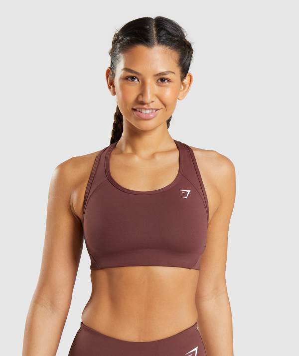 Gymshark Essential Racer Back Sport BH Damen Rosa Braun | 3915WTIJG