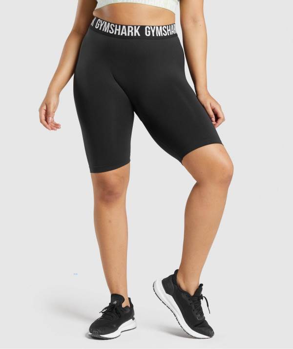 Gymshark Fit Seamless Cycling Kurze Hose Damen Schwarz | 6397OQMAB