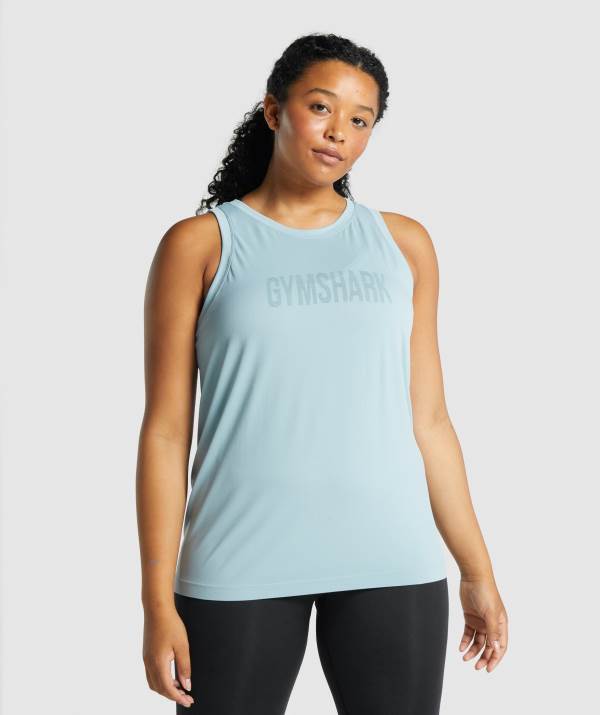 Gymshark Fit Seamless Loose Muskelshirt Damen Blau | 3619CREYF