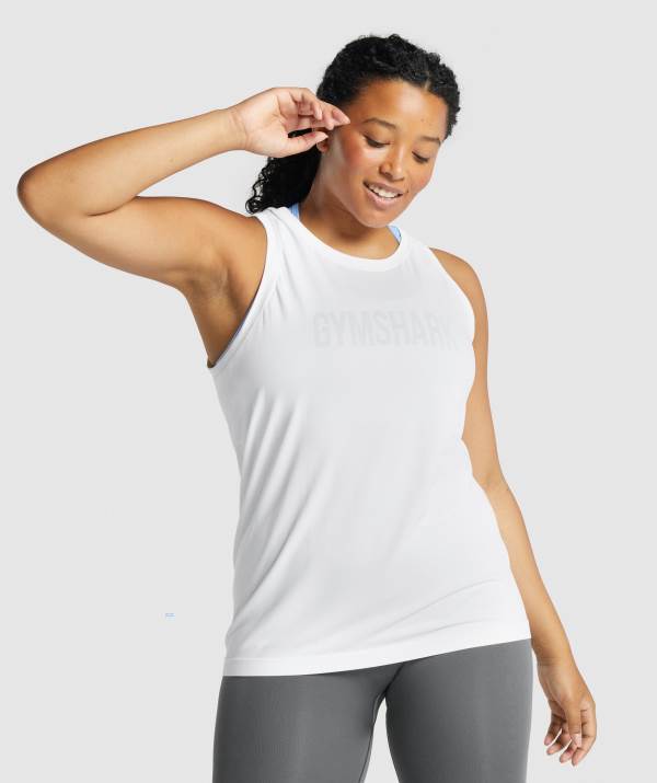 Gymshark Fit Seamless Loose Muskelshirt Damen Weiß | 3986LVCGB
