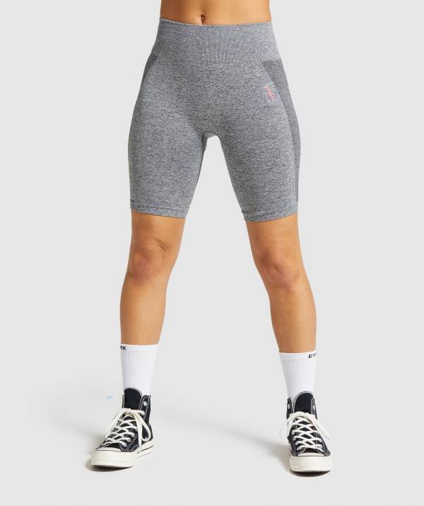 Gymshark Flex Cycling Kurze Hose Damen Grau Rosa | 1092HJFUB