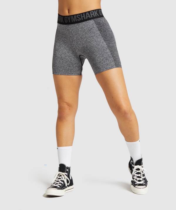 Gymshark Flex Kurze Hose Damen Schwarz Grau | 9647KQOSM