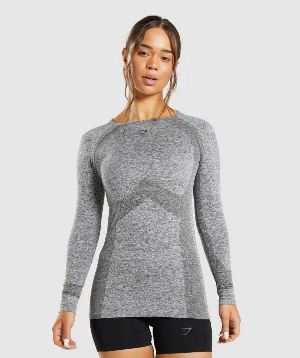 Gymshark Flex Long Sleeve Top Sweatshirt Damen Grau | 3864GEFQX