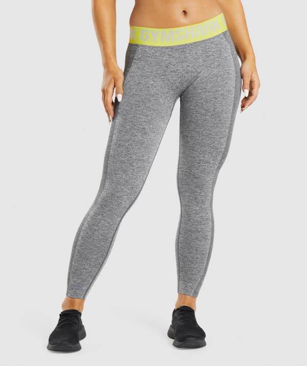 Gymshark Flex Low Rise Leggings Damen Grau Gelb | 8916RUNGM