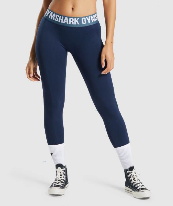 Gymshark Flex Low Rise Leggings Damen Navy | 9523QDSEY