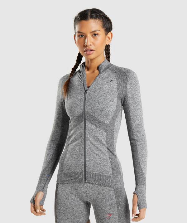 Gymshark Flex Zip Through Jacke Damen Grau | 8023JLHFE