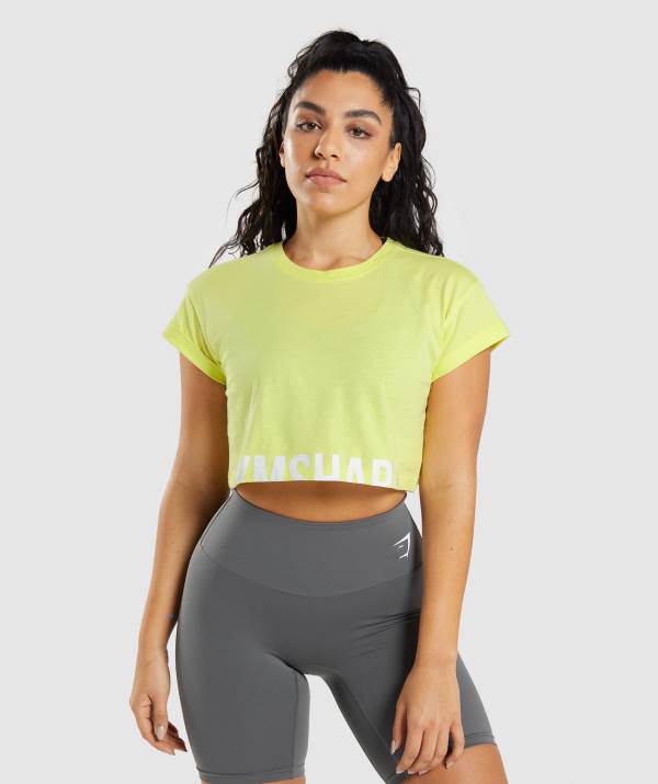Gymshark Fraction Crop Top Damen Grün | 6153CAFNM