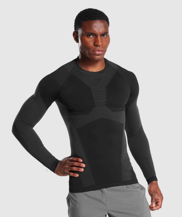 Gymshark Free Force Seamless Long Sleeve Sweatshirt Herren Schwarz | 8954GYLCH