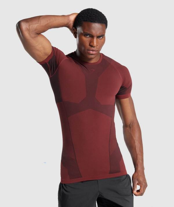 Gymshark Free Force Seamless T-Shirt Herren Bordeaux | 6034THKEI