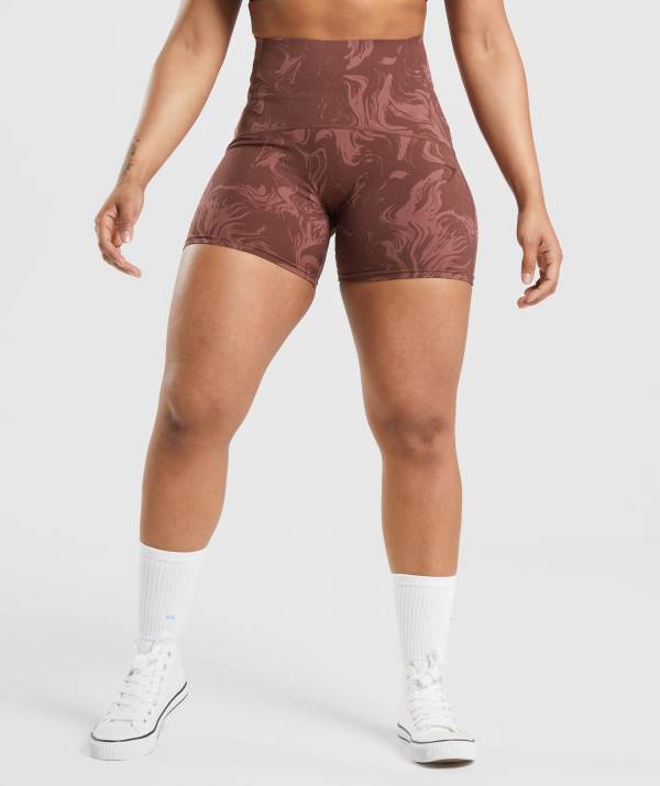 Gymshark GS Power High Rise Kurze Hose Damen Rosa Braun | 9738MRPHD