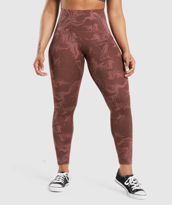Gymshark GS Power High Rise Leggings Damen Rosa Braun | 9261HMOGE