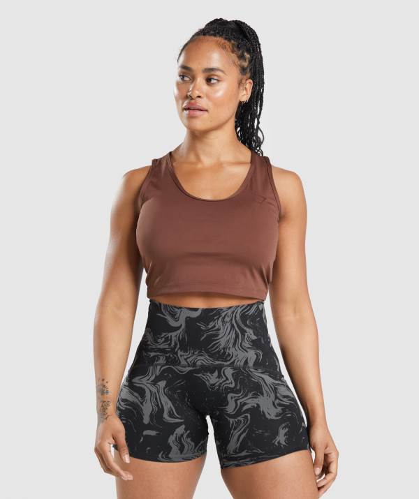 Gymshark GS Power Open Back Cropped Muskelshirt Damen Rosa Braun | 6520JPHUB