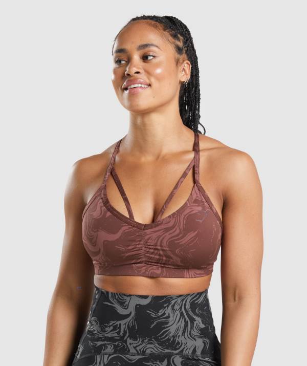 Gymshark GS Power Sport BH Damen Rosa Braun | 8976WPMNY