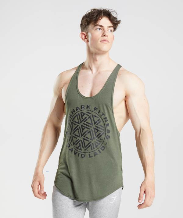 Gymshark GS x David Laid Stringer Muskelshirt Herren Olivgrün | 9514KMBLG