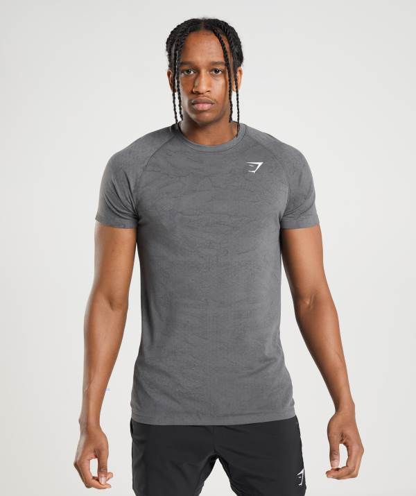 Gymshark Geo Seamless T-Shirt Herren Grau Schwarz Grau | 9876EYGFA