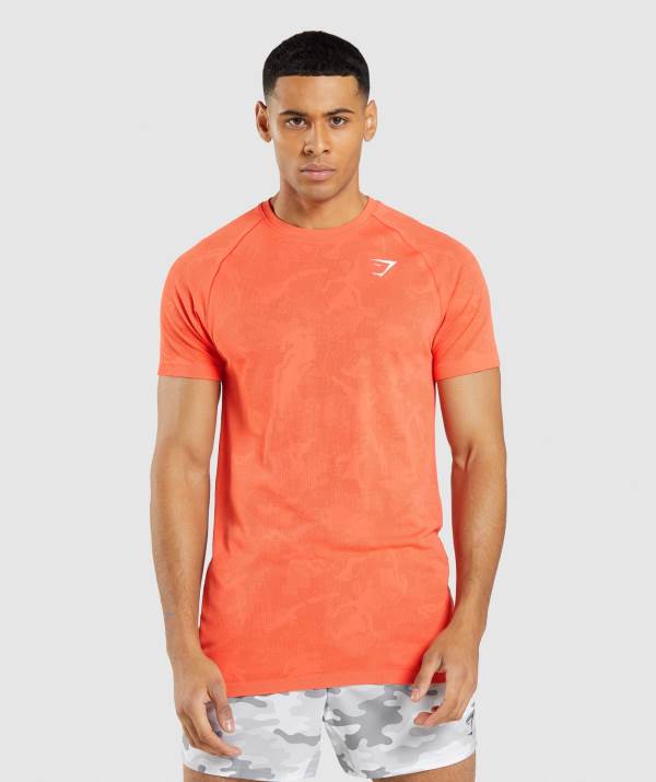 Gymshark Geo Seamless T-Shirt Herren Orange Orange | 9423QUVXZ
