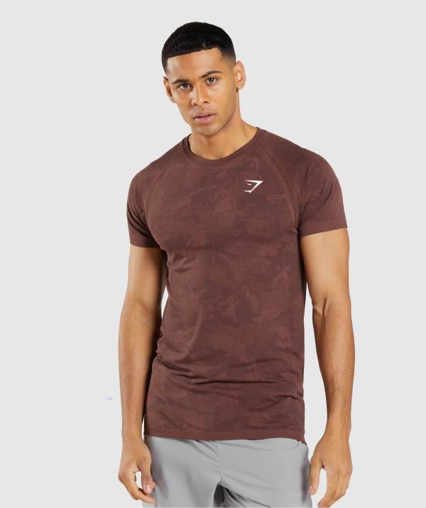 Gymshark Geo Seamless T-Shirt Herren Rosa Schwarz Braun | 3745TVQZO
