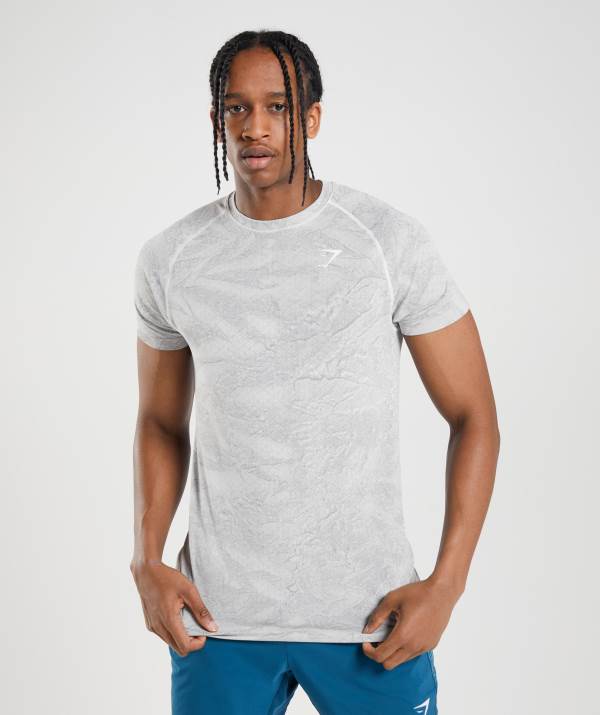Gymshark Geo Seamless T-Shirt Herren Weiß Hellgrau | 1235HAPNR