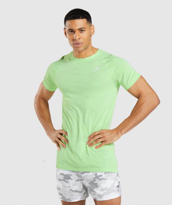 Gymshark Geo Seamless T-Shirt Herren Weiß Grün | 6784MAYSE