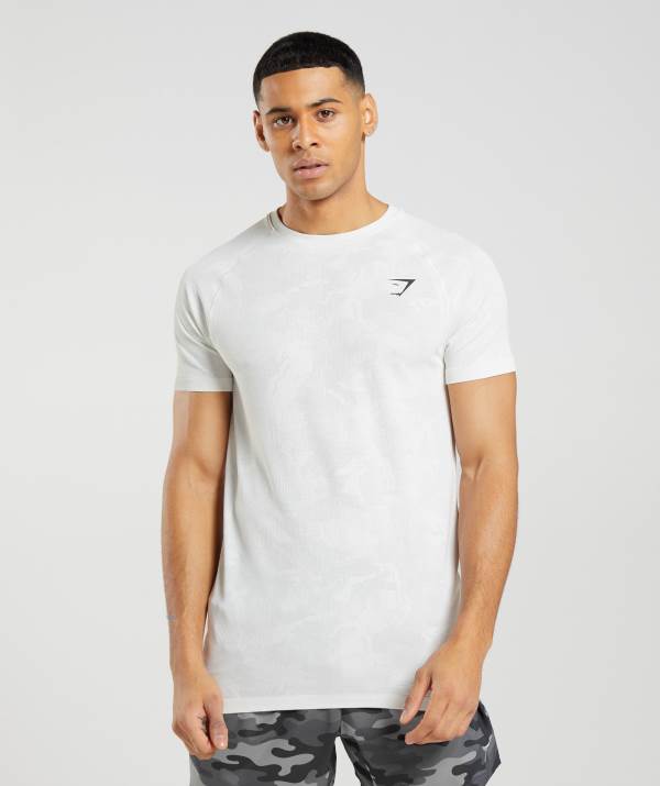Gymshark Geo Seamless T-Shirt Herren Weiß Hellgrau | 8913PTVAQ