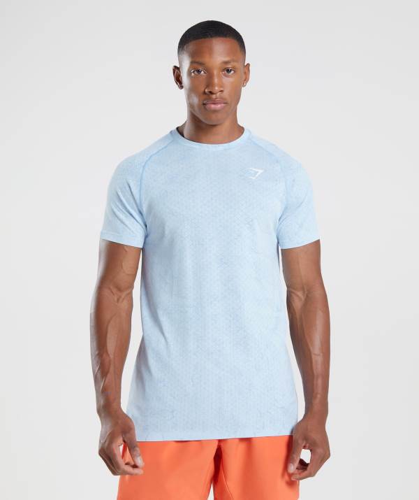 Gymshark Geo Seamless T-Shirt Herren Weiß Grau Blau | 9467FODTZ